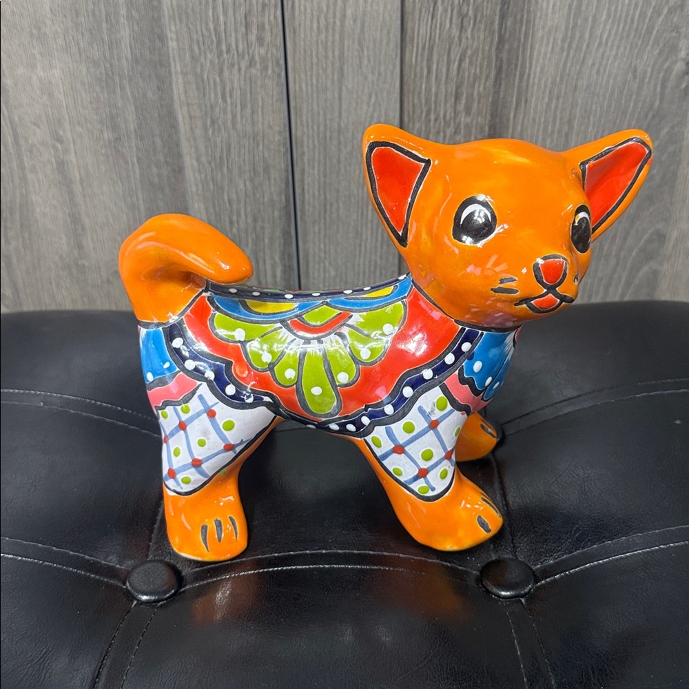 Mexico Talavera Pottery Chihuahua Puppy Floral Hand Painted Mexican Beach Dog